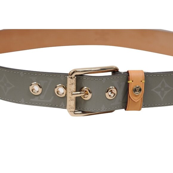 Louis Vuitton Mens Titanium LV Monogram Belt Size 95 / 38 Gray Greay Logo Canvas - Picture 2 of 10